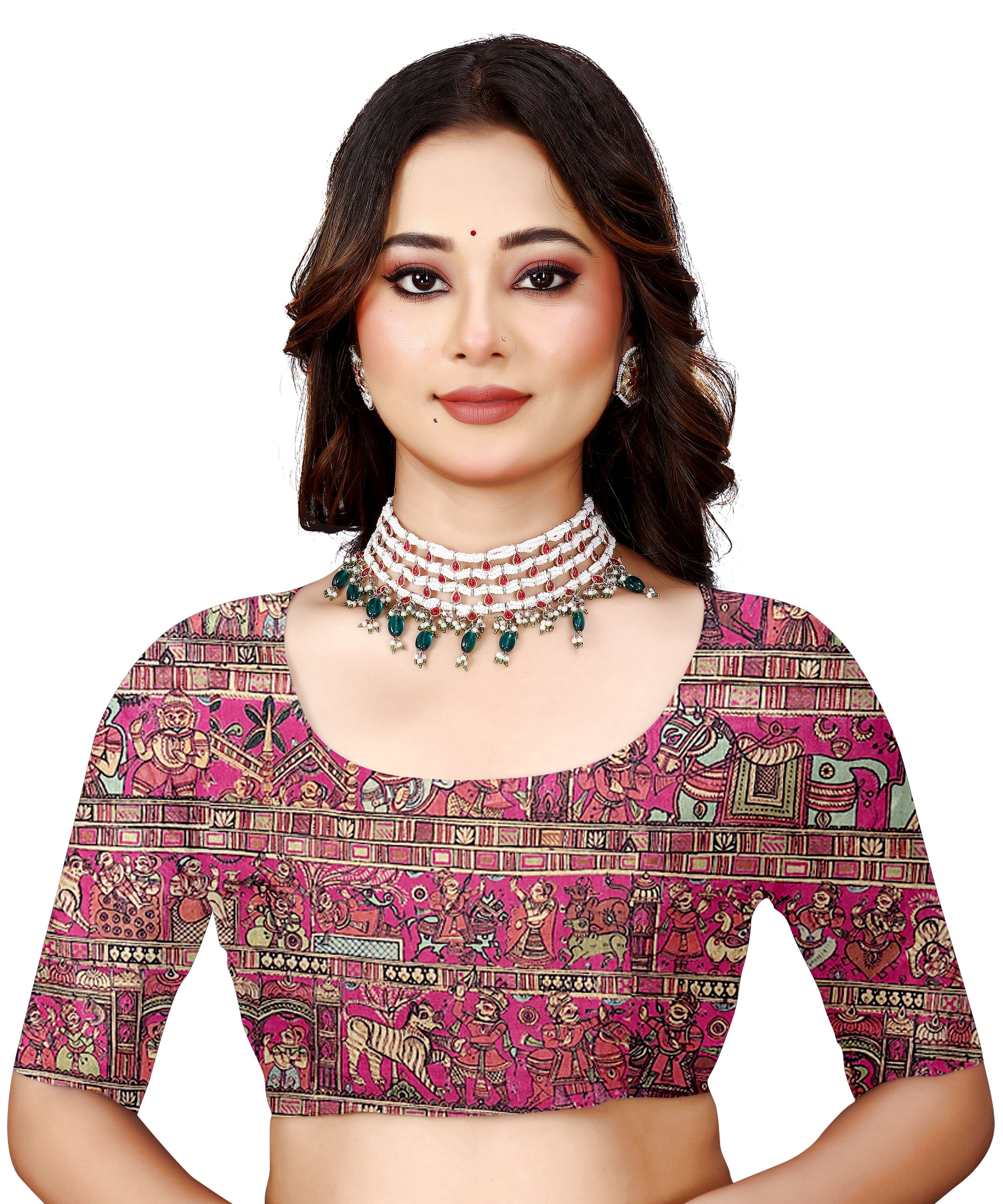 Madhubani Print Manipuri Silk Saree for Women | Indian Ethnic Party & Casual Wear | Unstitched Blouse Included Pink