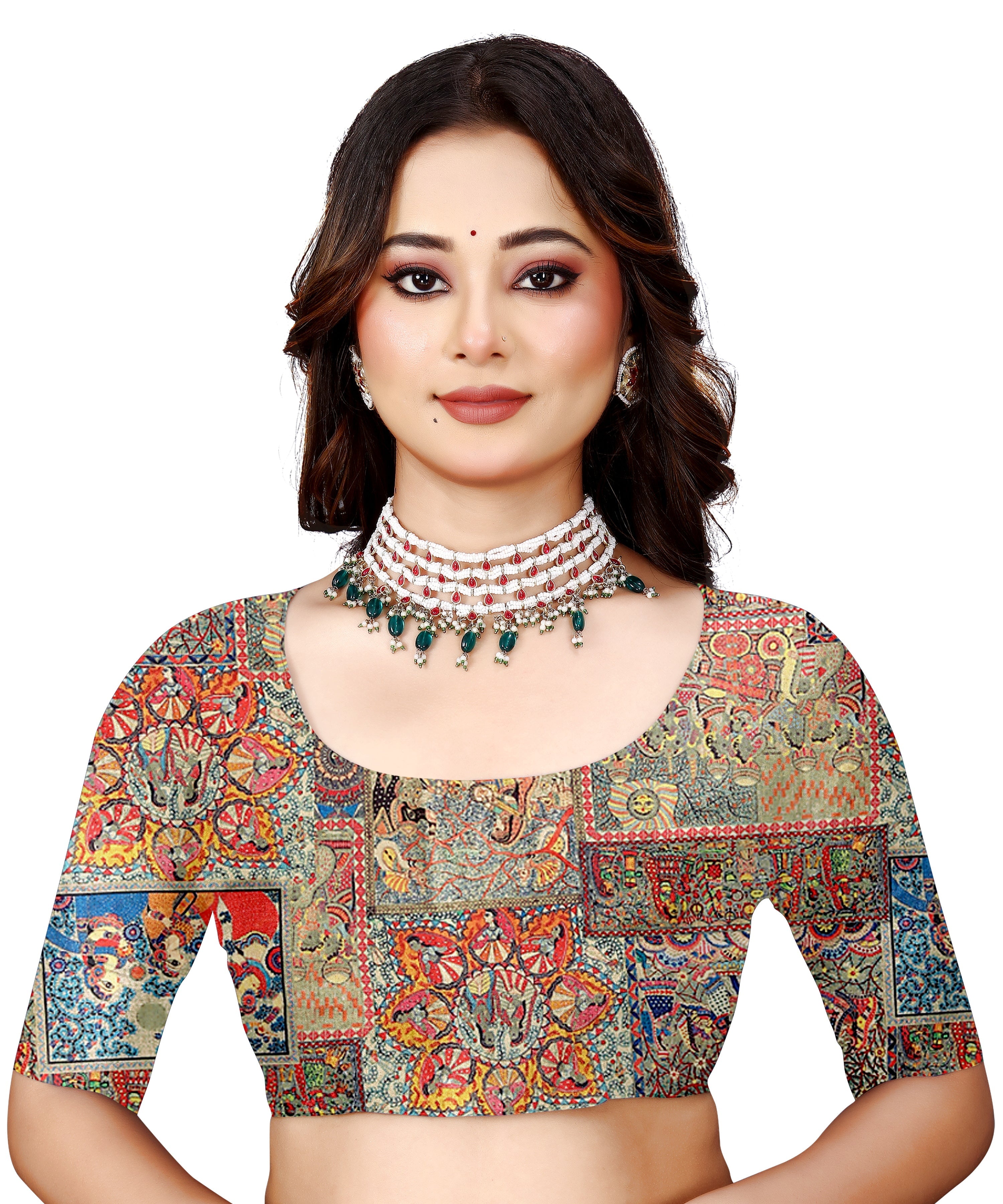 Madhubani Print Manipuri Silk Saree for Women | Indian Ethnic Party & Casual Wear | Unstitched Blouse Included Brown