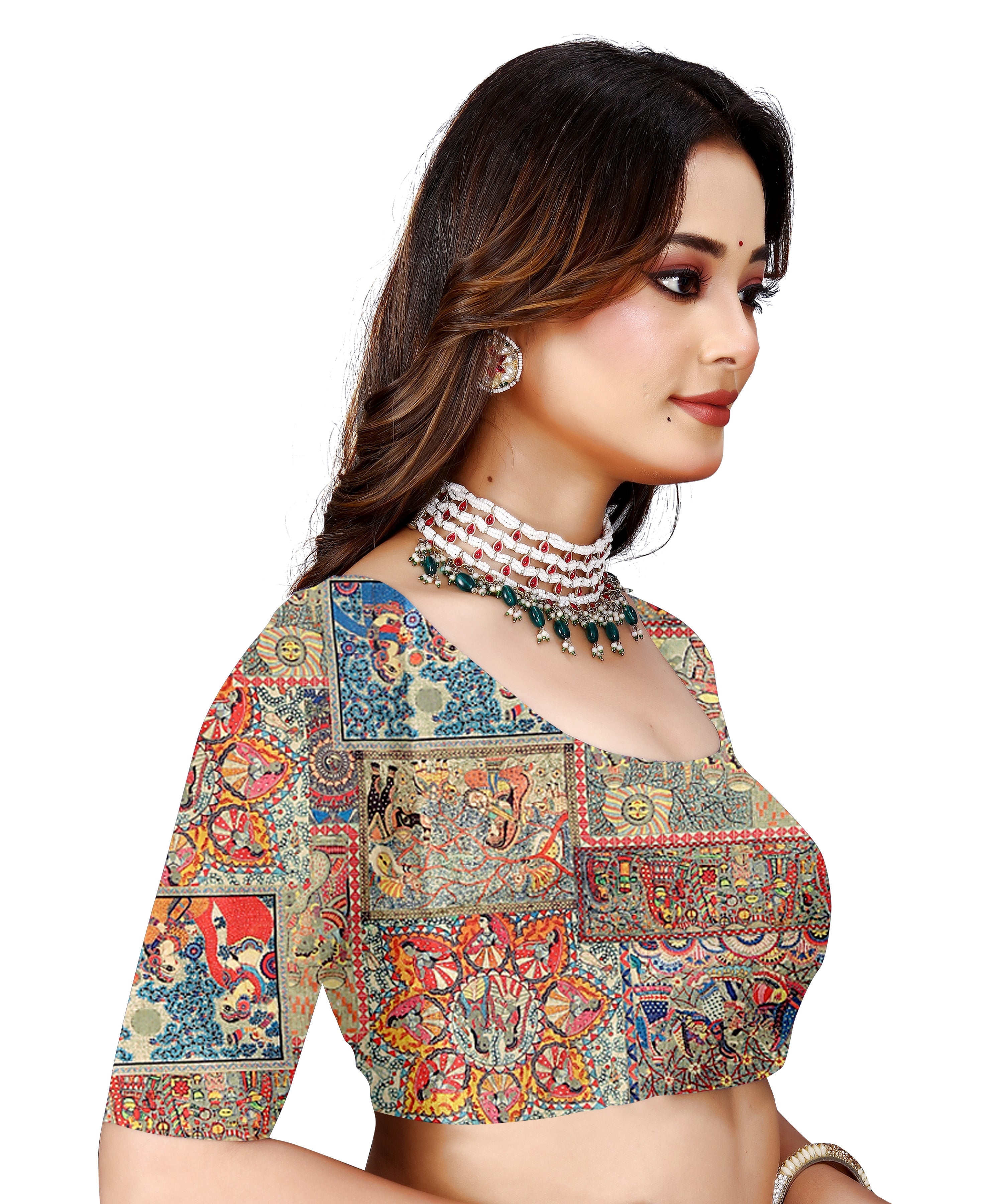 Madhubani Print Manipuri Silk Saree for Women | Indian Ethnic Party & Casual Wear | Unstitched Blouse Included Brown