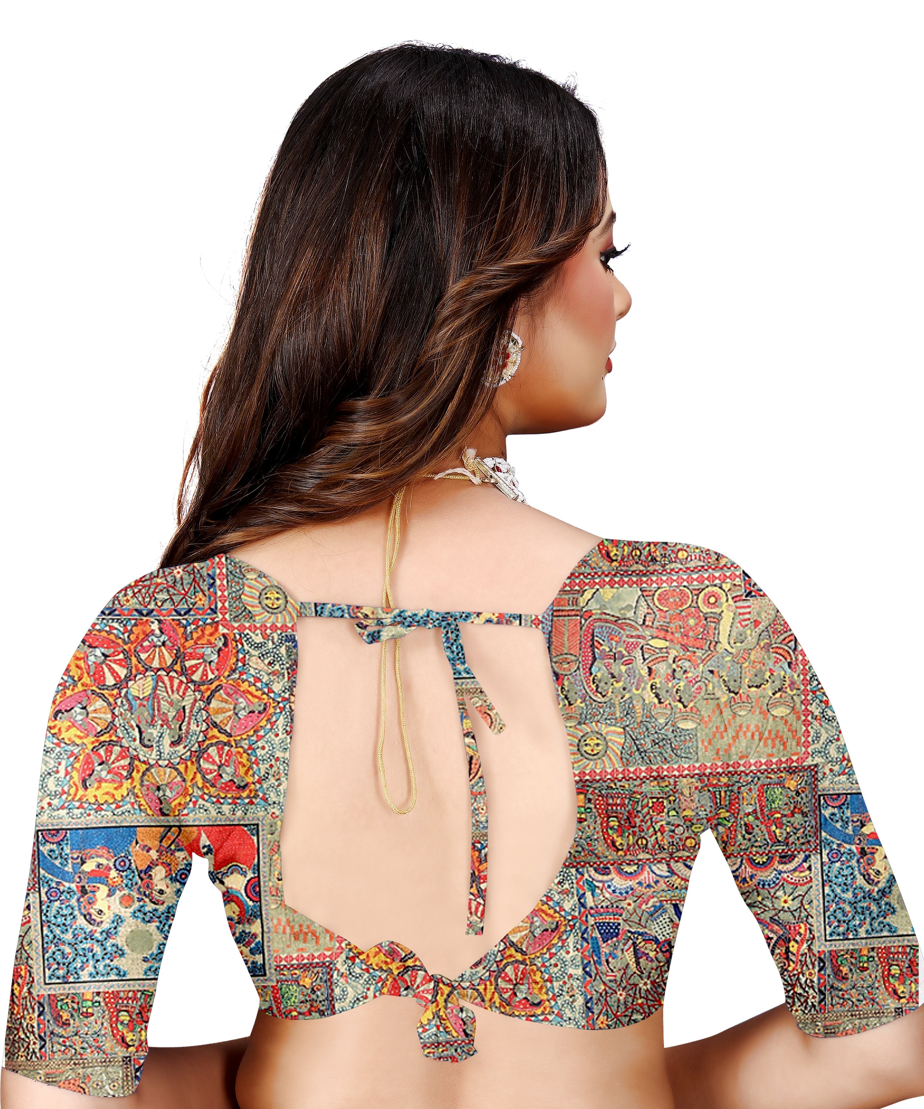 Madhubani Print Manipuri Silk Saree for Women | Indian Ethnic Party & Casual Wear | Unstitched Blouse Included Brown