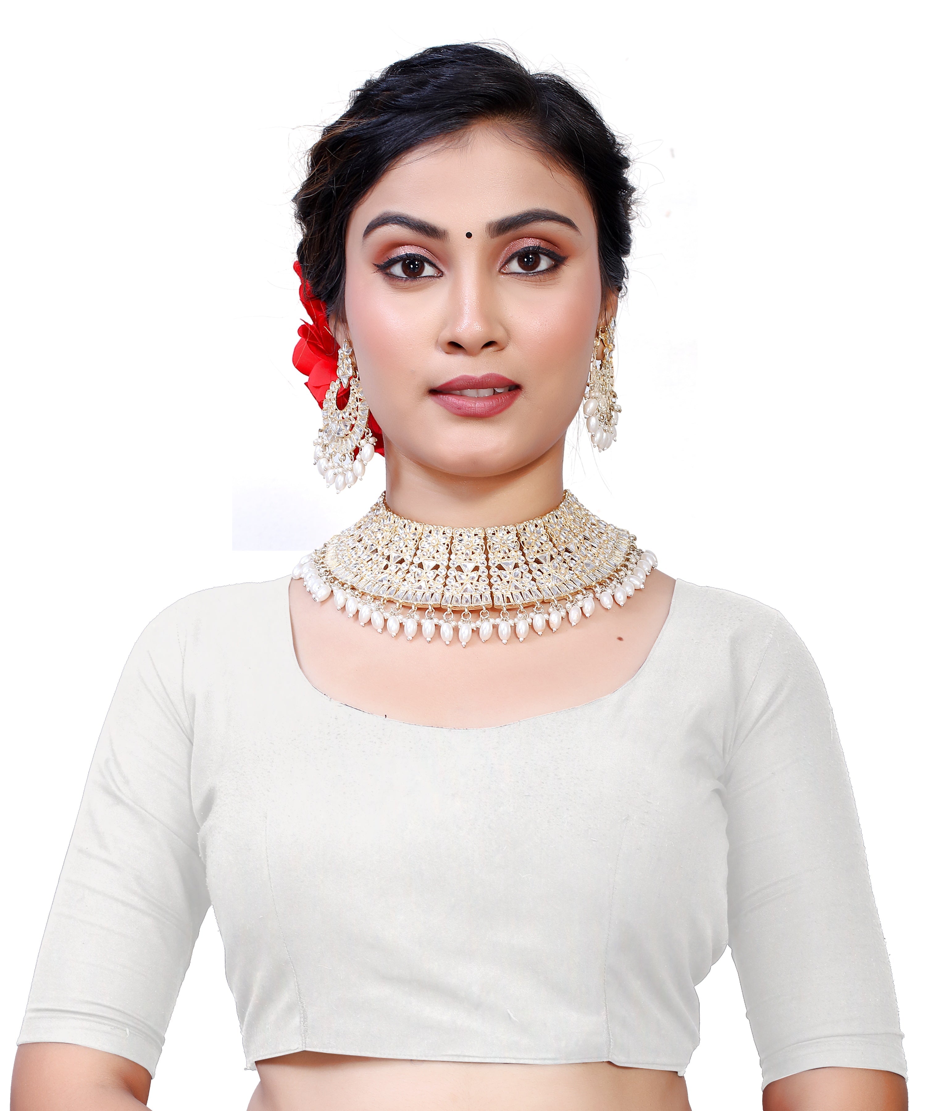 Owlsky Women's Kanjivaram Silk Saree Soft Banarasi Style with Golden & Silver Zari Border | Elegant Silk Look Saree with Unstitched Blouse Piece Off White