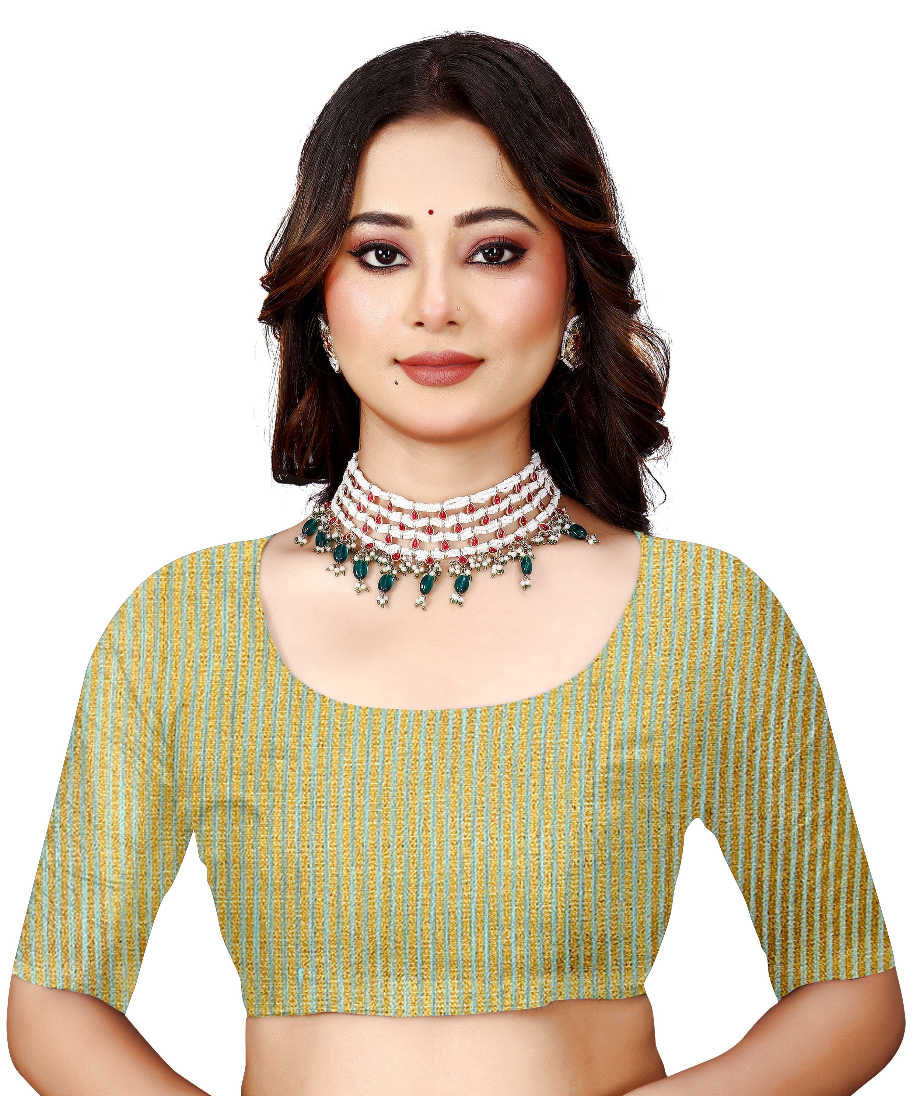 OWLSKY, SASSY & STYLO Women's Elegant Linen Weaving Saree with Unstitched Blouse Piece Olive Green