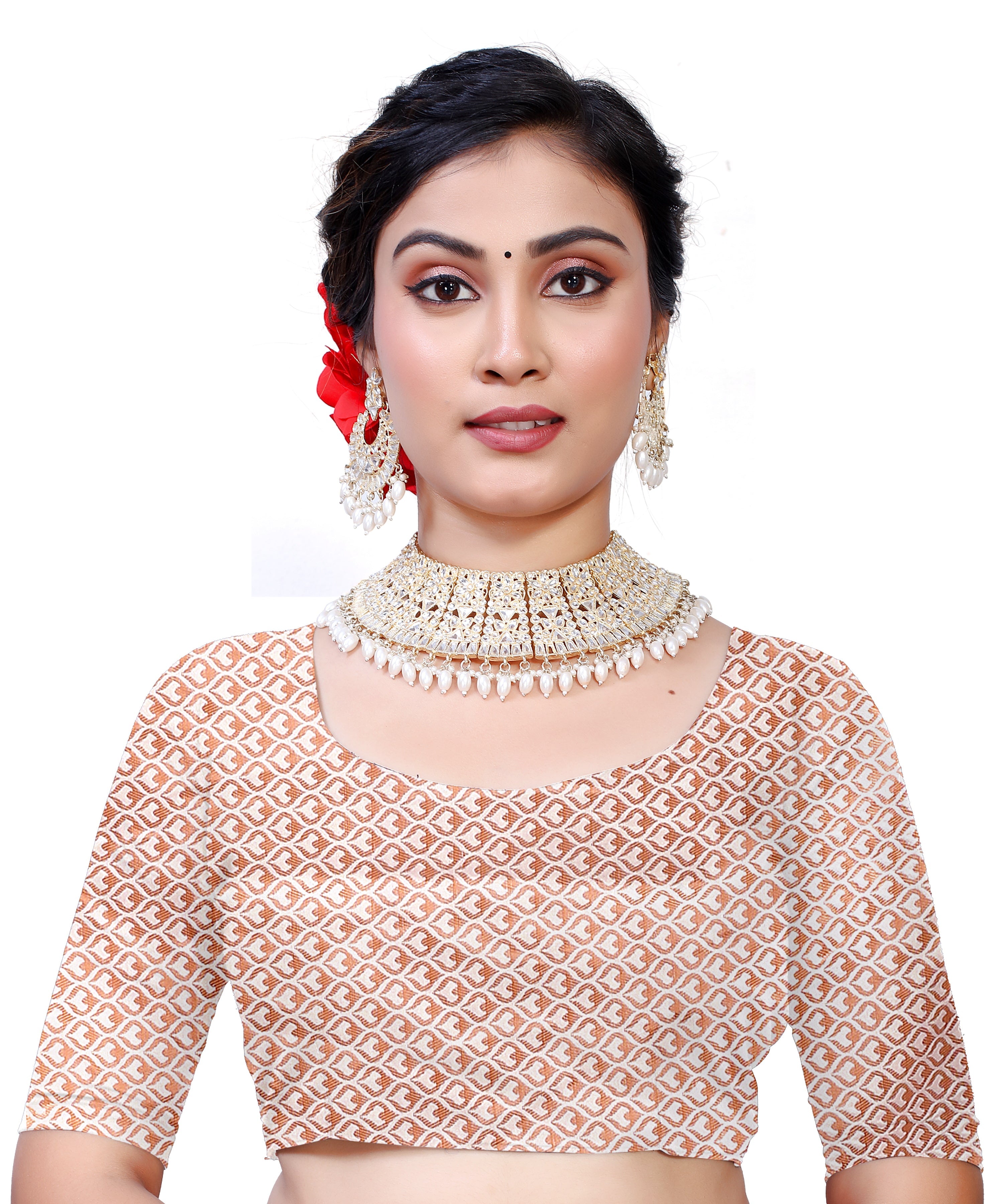 Owlsky Women's Kanjivaram Silk Saree Soft Banarasi Style with Golden & Silver Zari Border | Elegant Silk Look Saree with Unstitched Blouse Piece White