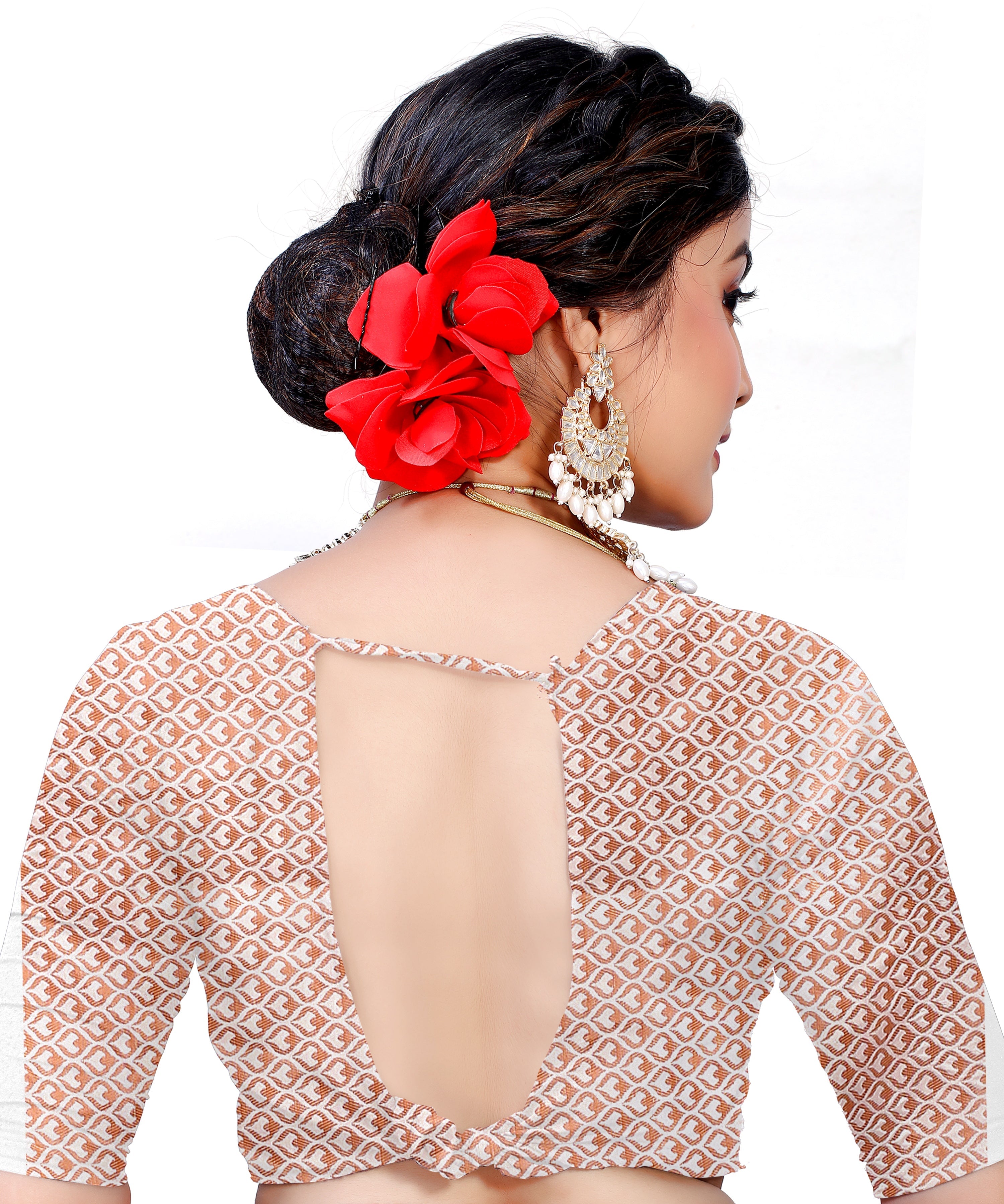 Owlsky Women's Kanjivaram Silk Saree Soft Banarasi Style with Golden & Silver Zari Border | Elegant Silk Look Saree with Unstitched Blouse Piece White