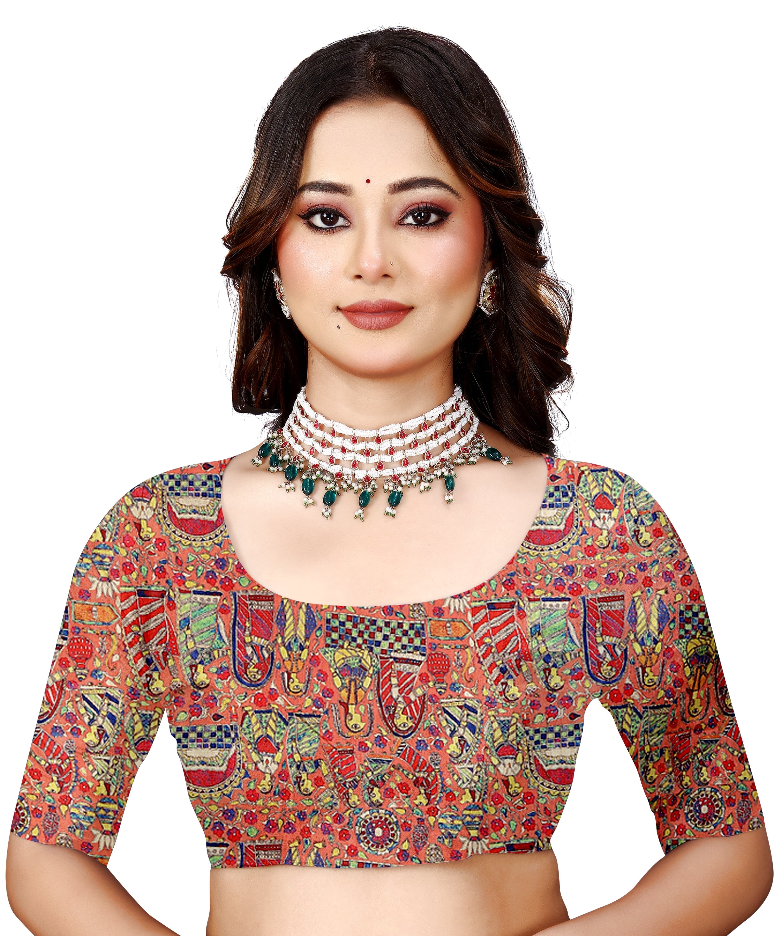 Madhubani Print Manipuri Silk Saree for Women | Indian Ethnic Party & Casual Wear | Unstitched Blouse Included Red