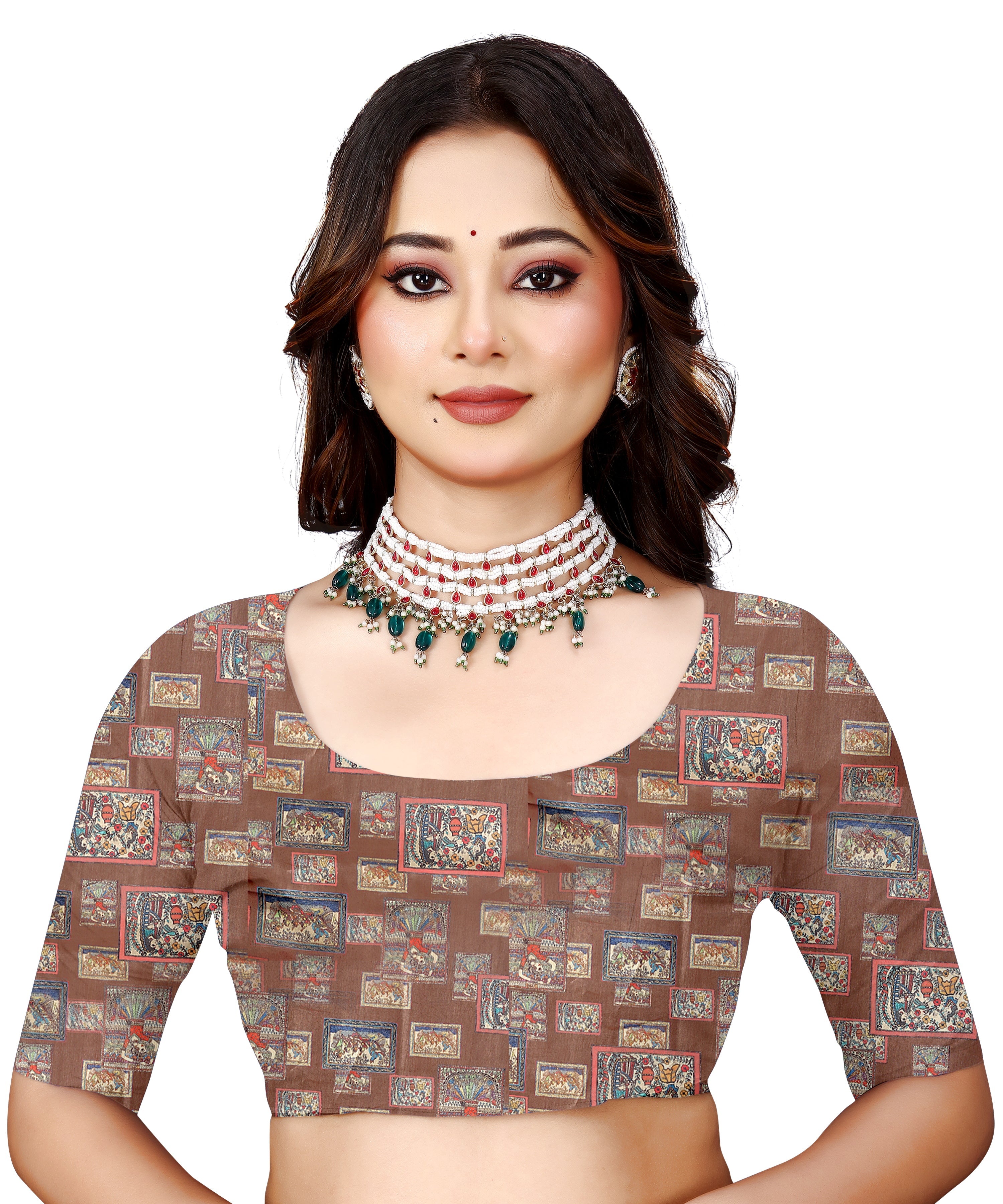 Madhubani Print Manipuri Silk Saree for Women | Indian Ethnic Party & Casual Wear | Unstitched Blouse Included Maroon