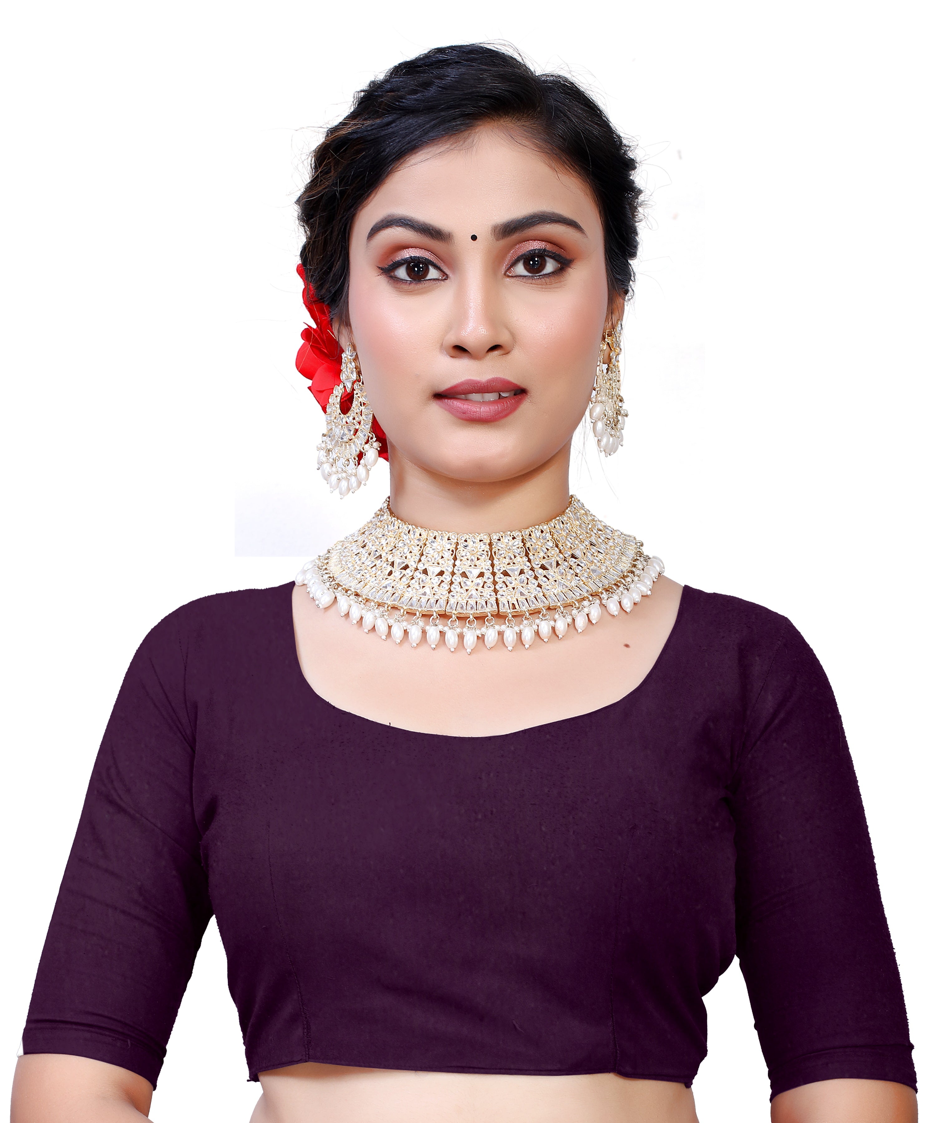 Owlsky Women's Kanjivaram Silk Saree Soft Banarasi Style with Golden & Silver Zari Border | Elegant Silk Look Saree with Unstitched Blouse Piece Maroon