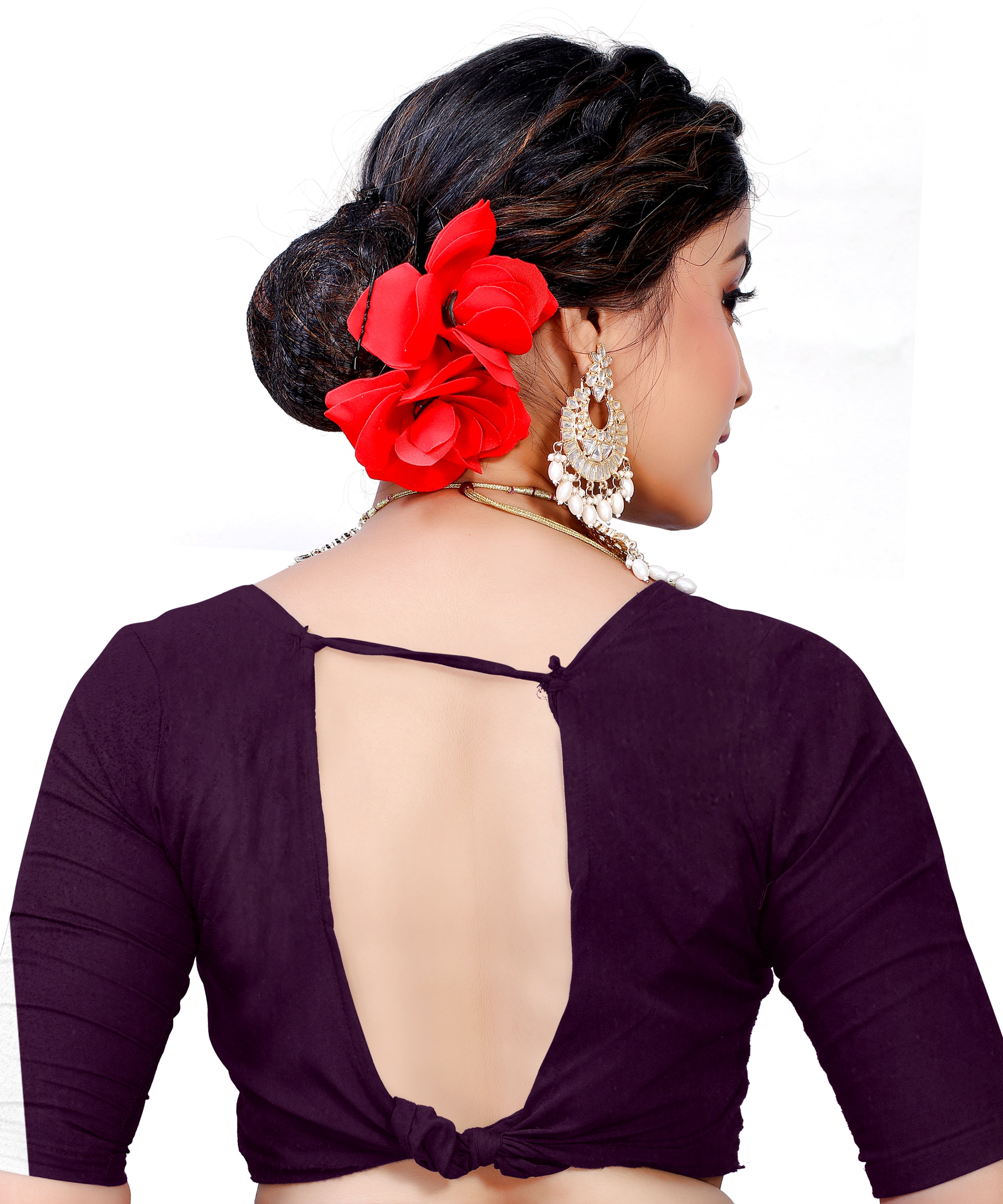 Owlsky Women's Kanjivaram Silk Saree Soft Banarasi Style with Golden & Silver Zari Border | Elegant Silk Look Saree with Unstitched Blouse Piece Maroon