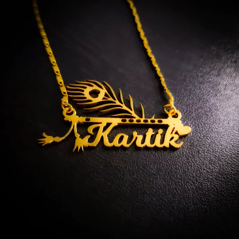 Mor Pankh Name Necklace