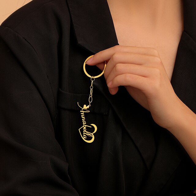 Big Heart Name Keychain