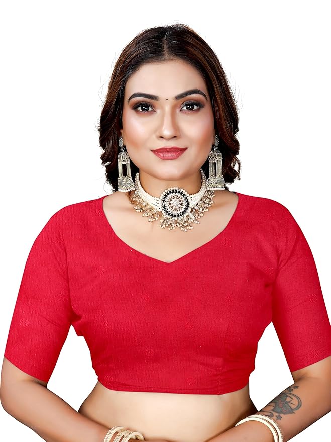 Owl Sky Women's Kanjivaram Soft Lichi Silk Saree with Silver Zari Floral Weave | With Unstiched Blouse Piece | Elegant Lightweight Indian Ethnic Sari | Red