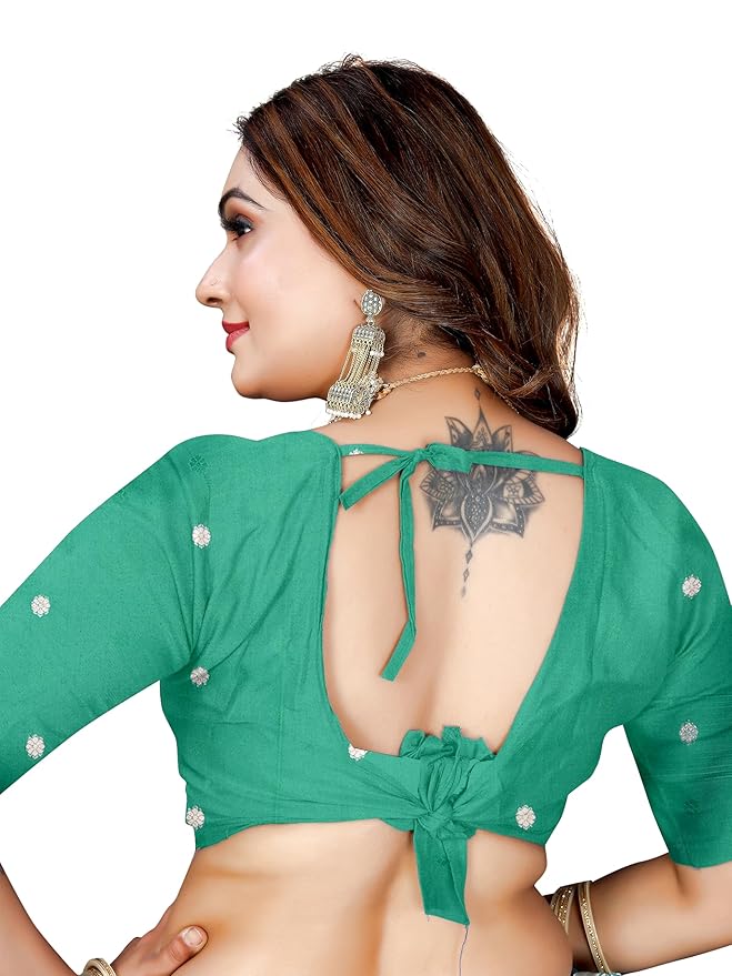 Owlsky Women’s Kanjivaram Silk Saree with Beautiful Paithani Rich Pallu | Design Work Zari Woven Kanjivaram Silk Style Saree With Soft Lichi Silk Blouse Sea Green