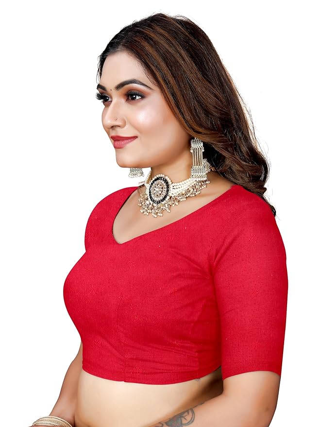 Owl Sky Women's Kanjivaram Soft Lichi Silk Saree with Silver Zari Floral Weave | With Unstiched Blouse Piece | Elegant Lightweight Indian Ethnic Sari | Red