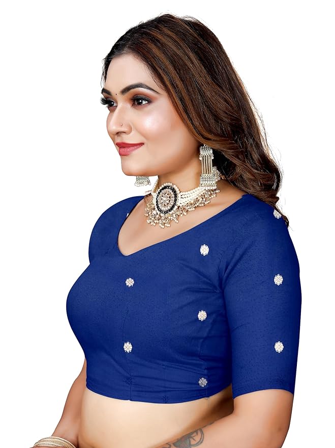 Owlsky Women’s Kanjivaram Silk Saree with Beautiful Paithani Rich Pallu | Design Work Zari Woven Kanjivaram Silk Style Saree With Soft Lichi Silk Blouse Navy Blue