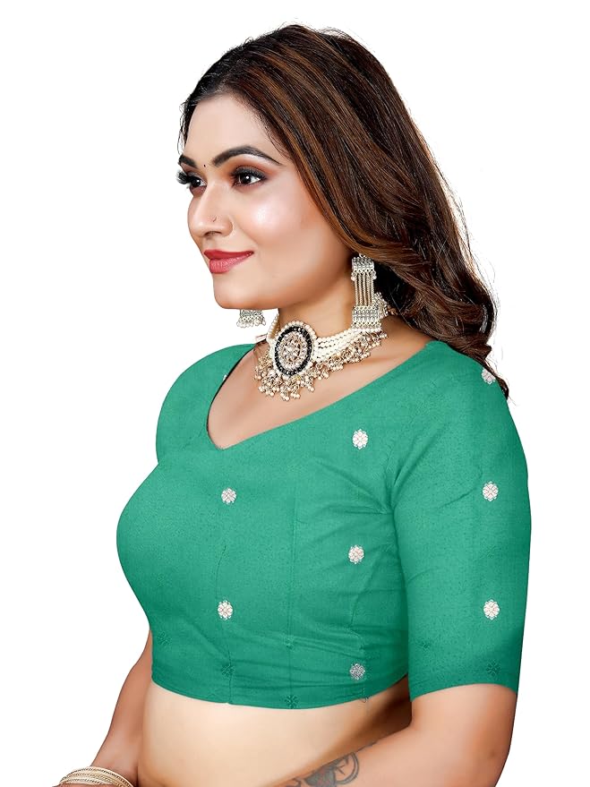 Owlsky Women’s Kanjivaram Silk Saree with Beautiful Paithani Rich Pallu | Design Work Zari Woven Kanjivaram Silk Style Saree With Soft Lichi Silk Blouse Sea Green