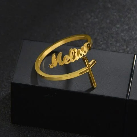 Cross Style Name Ring