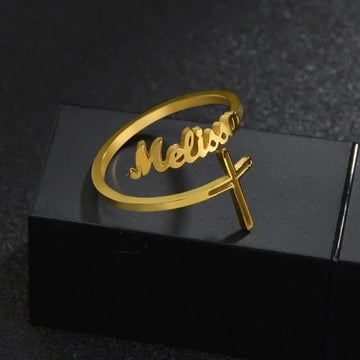 Cross Style Name Ring