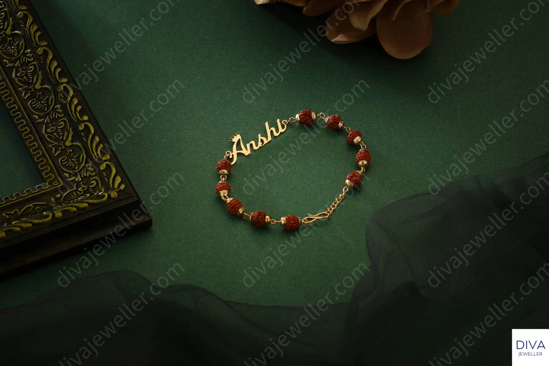 Personalized Rakhi - Rudraksha Bracelet with Unique design