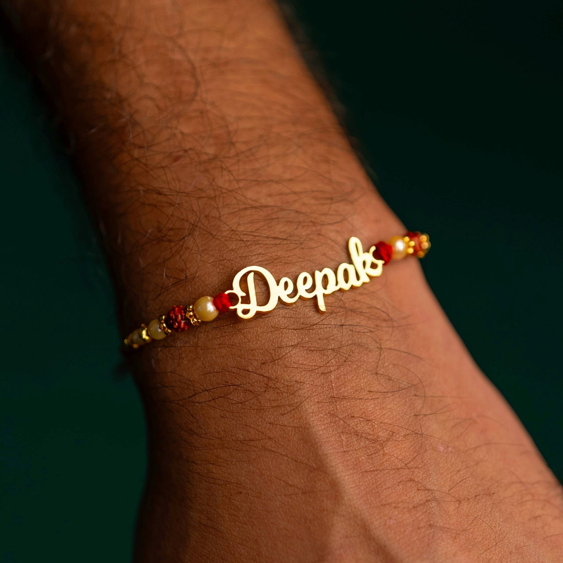 Personalized Rakhi - Thread with White Pearl