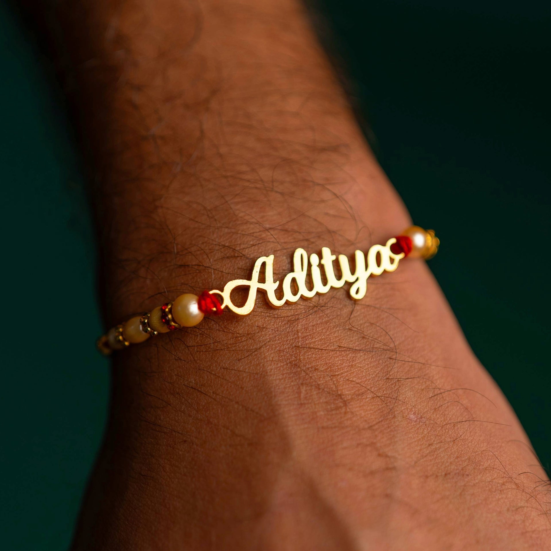 Personalized Rakhi - Thread with white Pearl