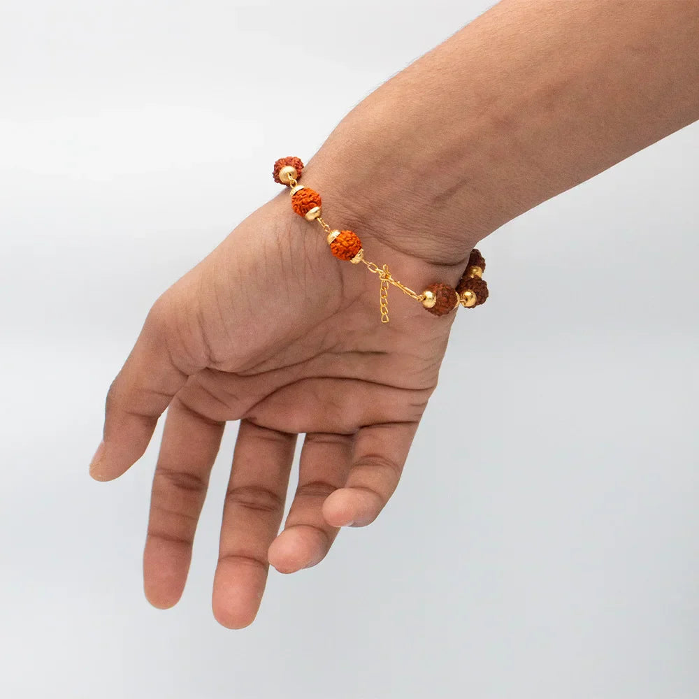 Personalized Rakhi - Rudraksha Bracelet with Morpankh Design