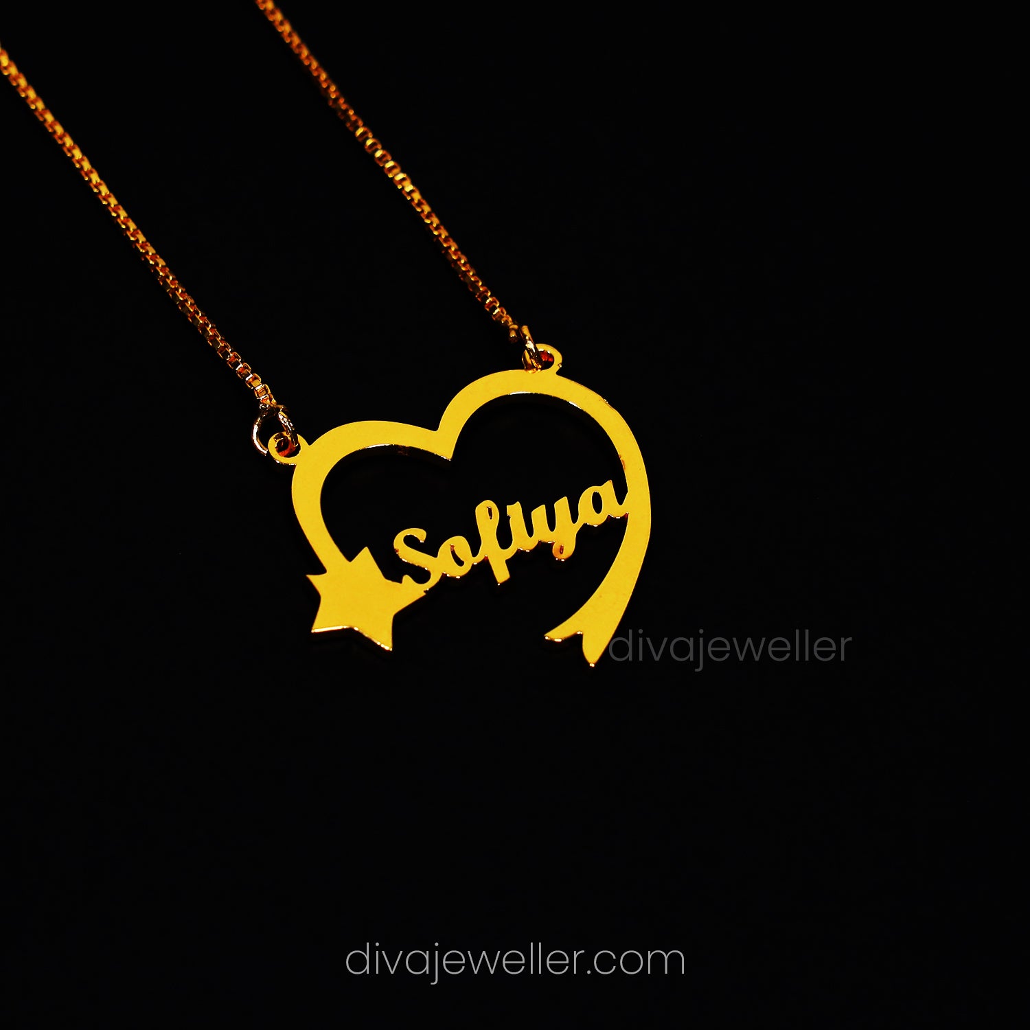 Heart with Star Name Necklace