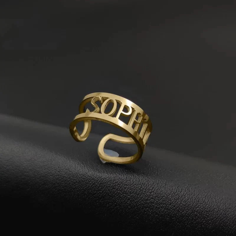 Box Style Name Ring