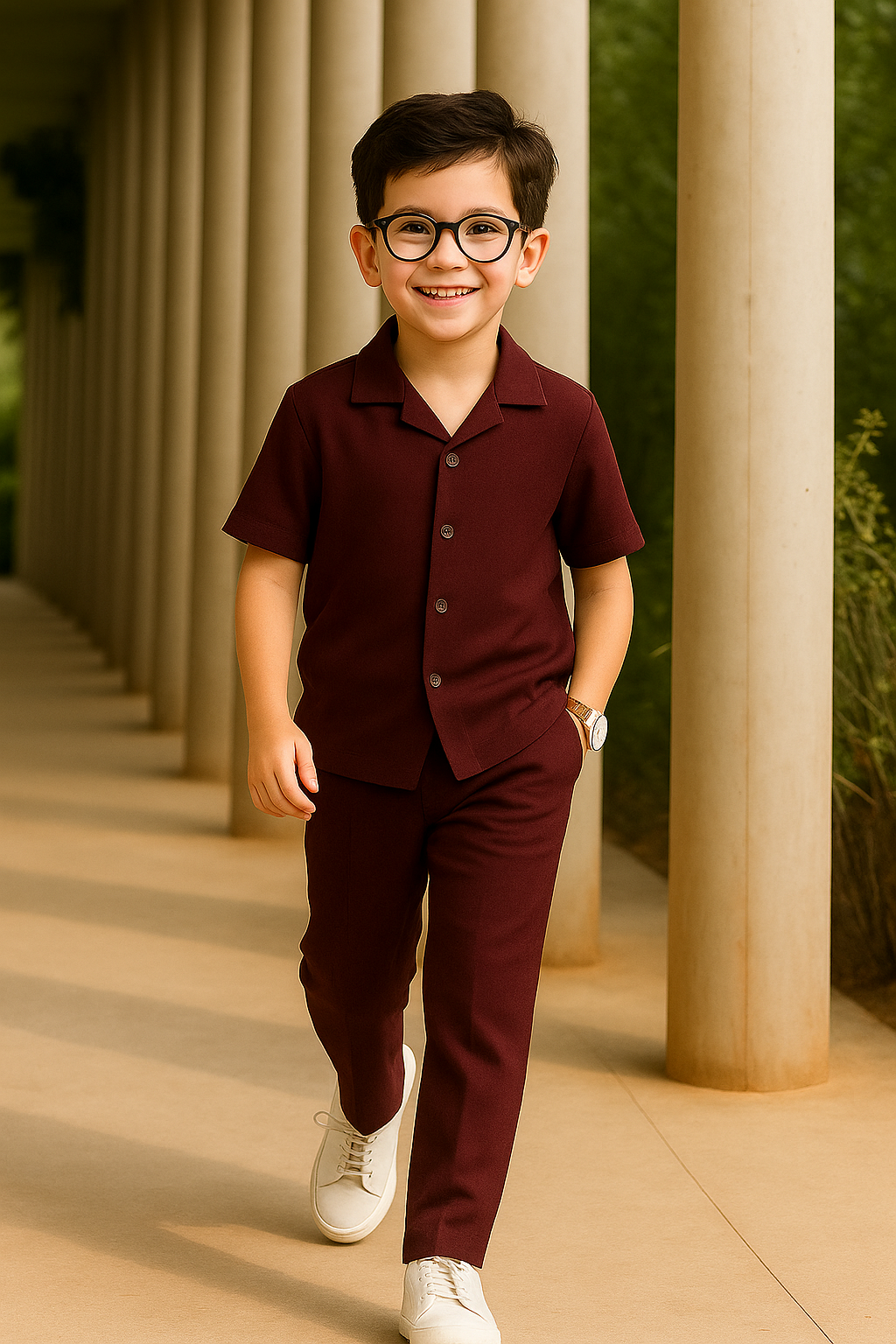 Stuffieland Maroon Family Twinning Combo Set – Cotton Blend Stretch Fit
