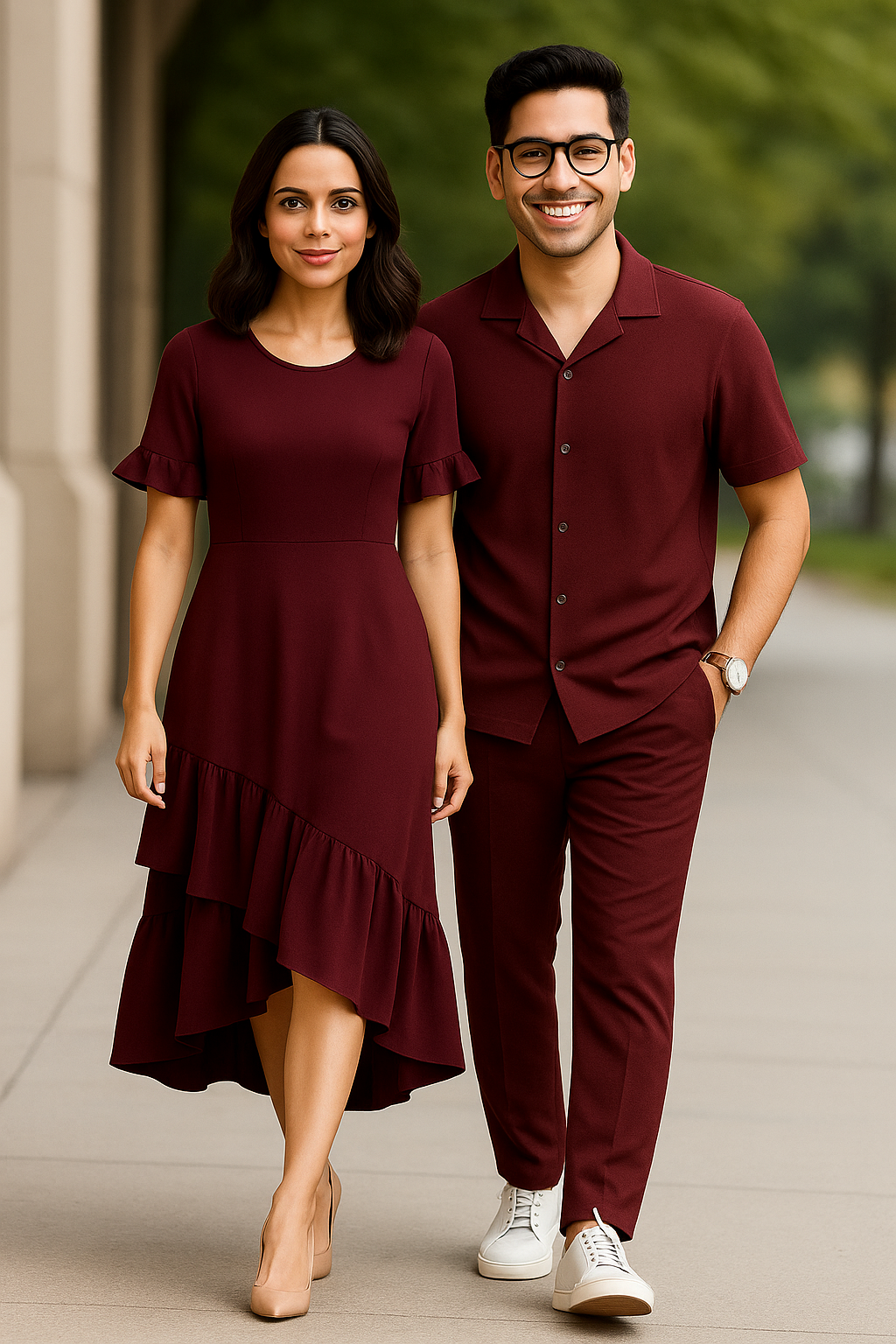 Stuffieland Maroon Family Twinning Combo Set – Cotton Blend Stretch Fit
