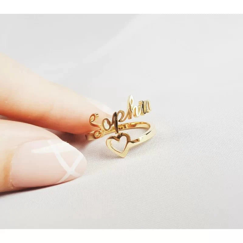Single Name Heart Ring